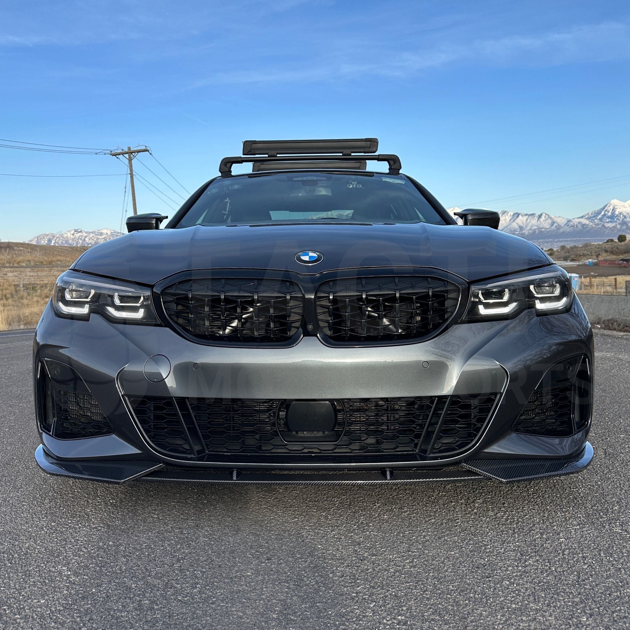 Faldón delantero de fibra de carbono real M340i 330i de 3 piezas